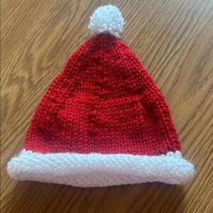 Hand Knit Baby Santa Hat NWOT